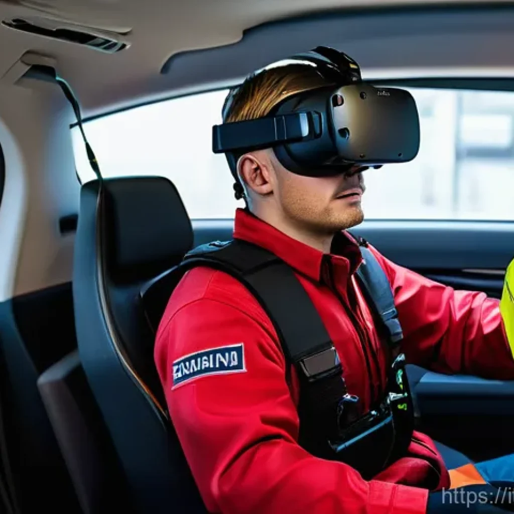응급구조사 신규 교육 트렌드 - **Immersive Virtual Reality Emergency Simulation:**
    A male emergency responder, in his early 30s...