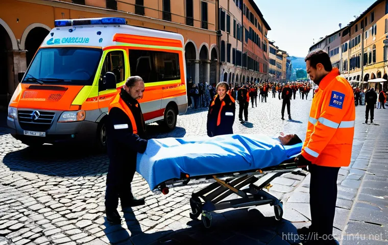 응급구조사와 응급처치 교육 - Prompt 1: Italian Emergency Responders in Action**