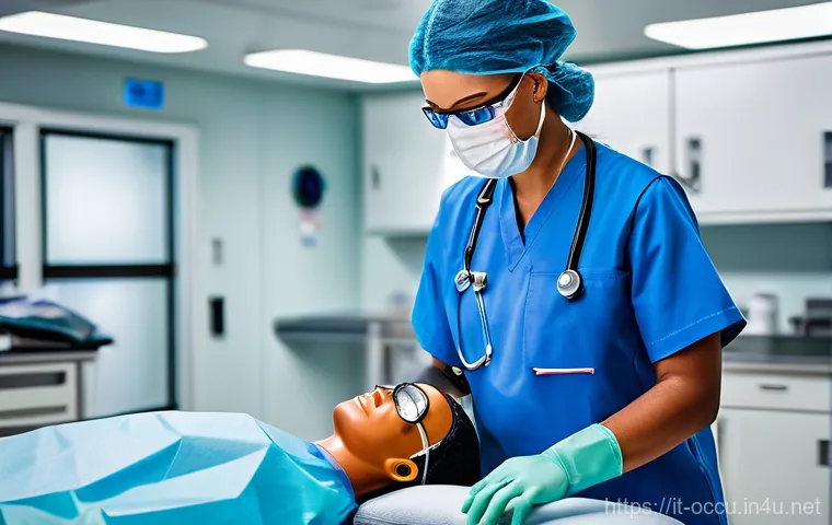 응급구조사 출동 준비물 체크리스트 - **Prompt:** A professional and focused emergency medical technician (EMT), gender-neutral, wearing a...
