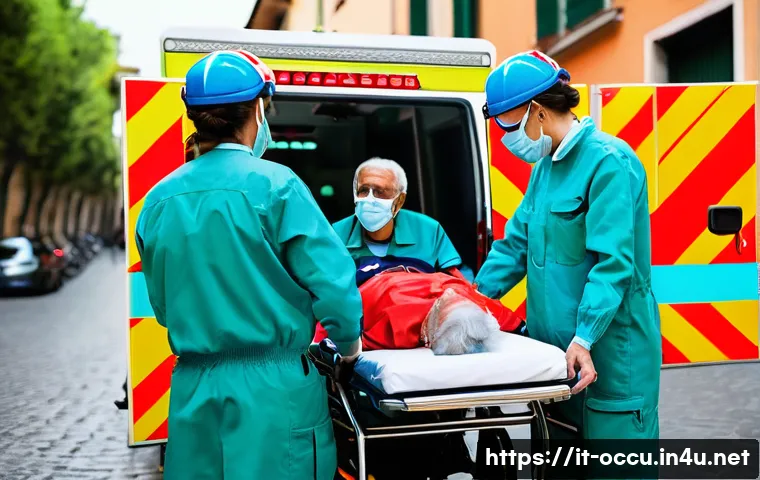응급구조사와 고위험 환자 관리 - **Prompt 1: Italian 118 Paramedics in Action**
    "A team of highly skilled and focused Italian 118...
