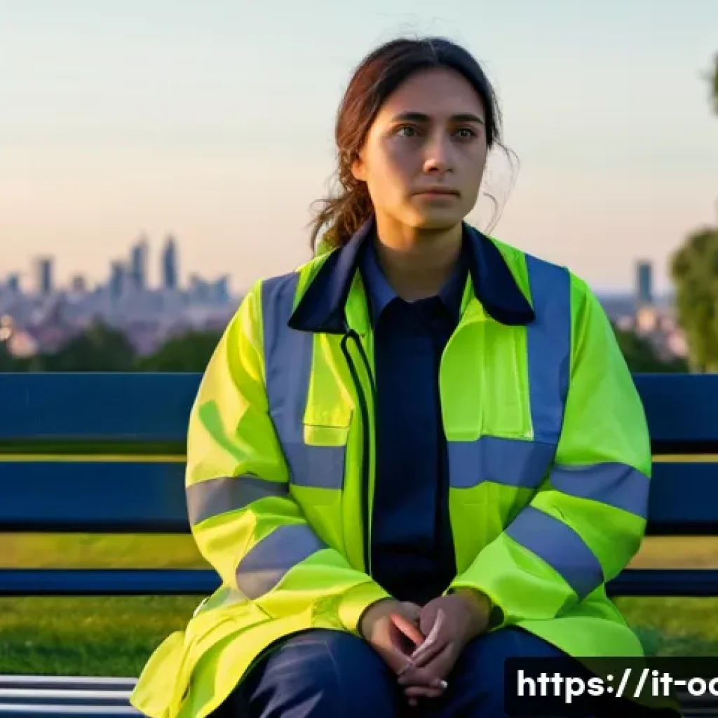 응급구조사 감정노동 관리 - **Prompt:** "A solemn and contemplative female paramedic, of Italian descent, in a crisp, dark blue ...