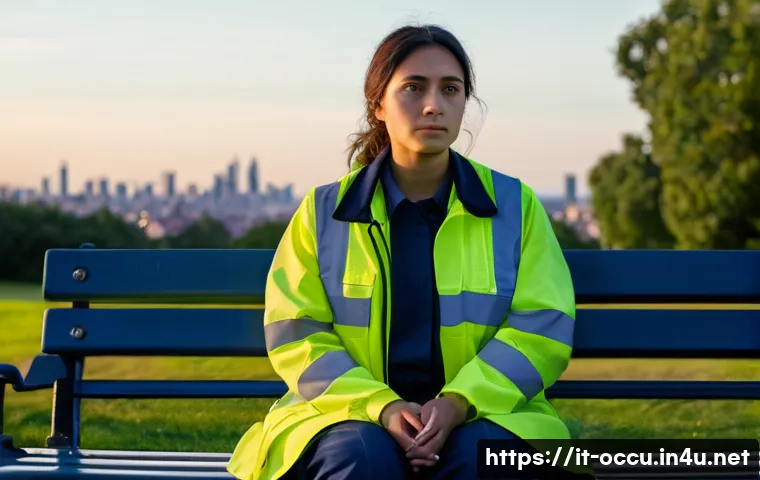 응급구조사 감정노동 관리 - **Prompt:** "A solemn and contemplative female paramedic, of Italian descent, in a crisp, dark blue ...