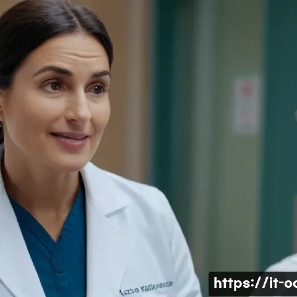 응급구조사와 환자 보호자 지원 - A compassionate healthcare professional in a modern Italian emergency room gently speaking with a wo...