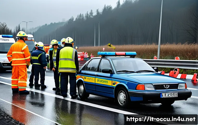 응급구조사 응급호출 시뮬레이션 - A detailed emergency simulation scene depicting Italian first responders coordinating at a complex m...