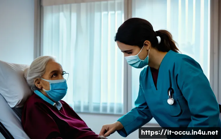응급구조사와 직업 윤리 사례 연구 - A compassionate emergency healthcare worker wearing professional scrubs and a medical face mask, gen...