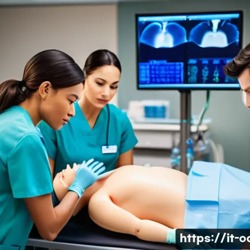 응급구조사 논술 시험 준비 - A professional emergency nurse in modern hospital emergency room setting, wearing clean medical scru...