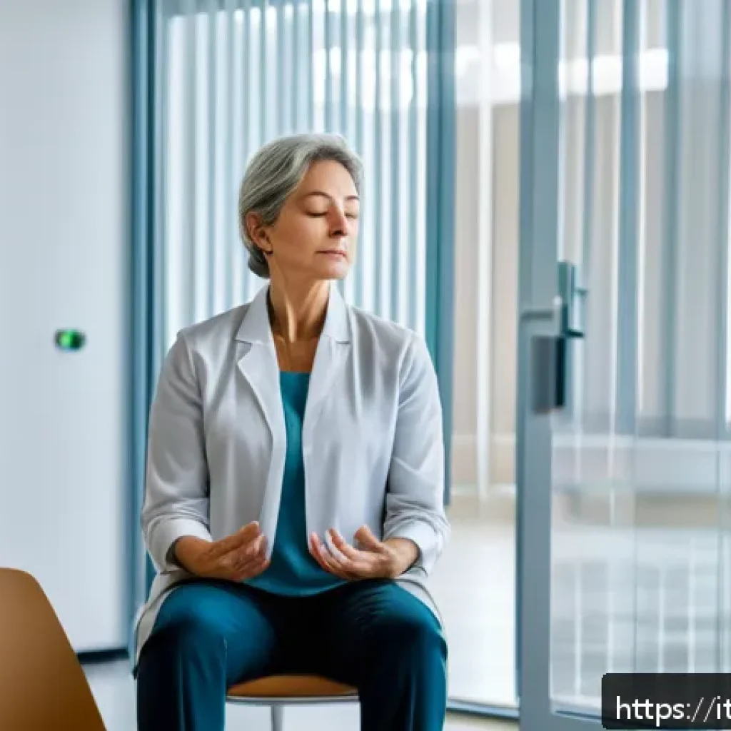 응급구조사와 감정노동 극복 - A professional Italian healthcare worker practicing mindful breathing exercises during a break in a ...