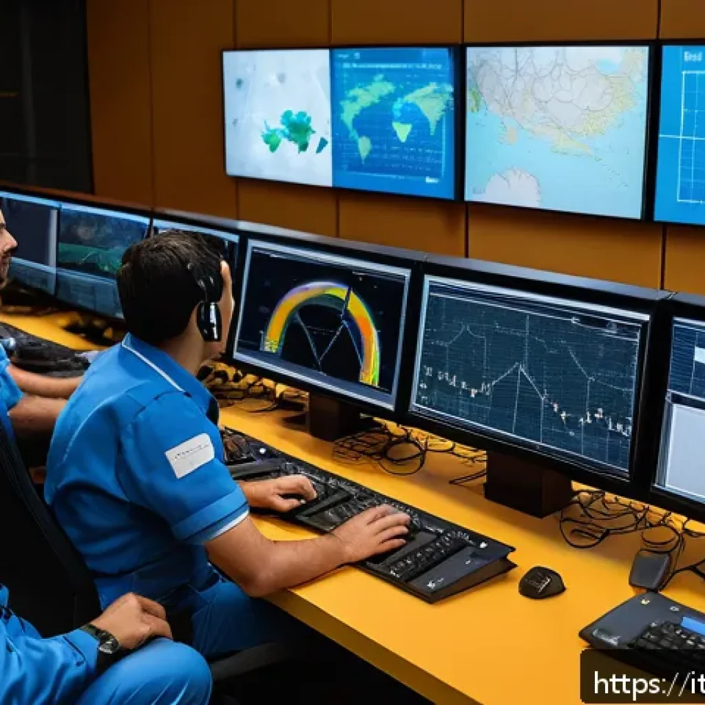 응급구조사 리더십 개발 - A professional emergency response team in a high-pressure control room, communicating clearly and ef...