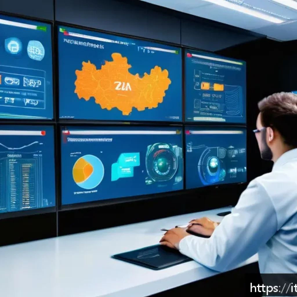 응급구조사와 개인정보보호법 - A high-tech emergency response control room featuring multiple digital screens displaying encrypted ...