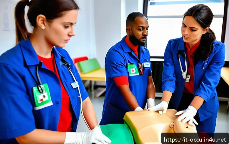 응급구조사 자격증 취득 방법 - A professional emergency medical responder training session in Italy, showing a diverse group of adu...